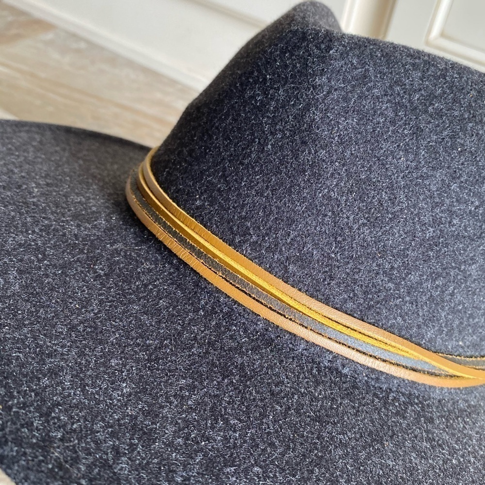 CHARCOAL BROWN FELT FEDORA RANGER HAT - Picture 4 of 7